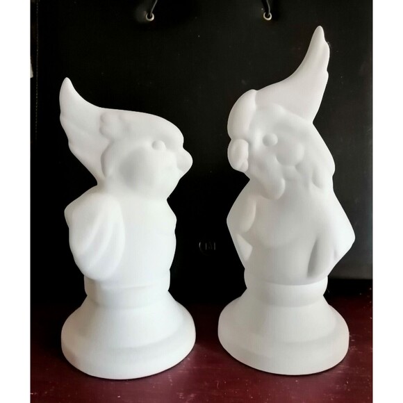 Pair of Parrots Birds Figurines 8" H White Ceramic SKILLNAD Ikea 2018 Skillnad - Picture 1 of 6